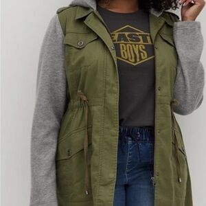 Torrid Olive Utility Jacket with Gray Sleeves 2x NWT